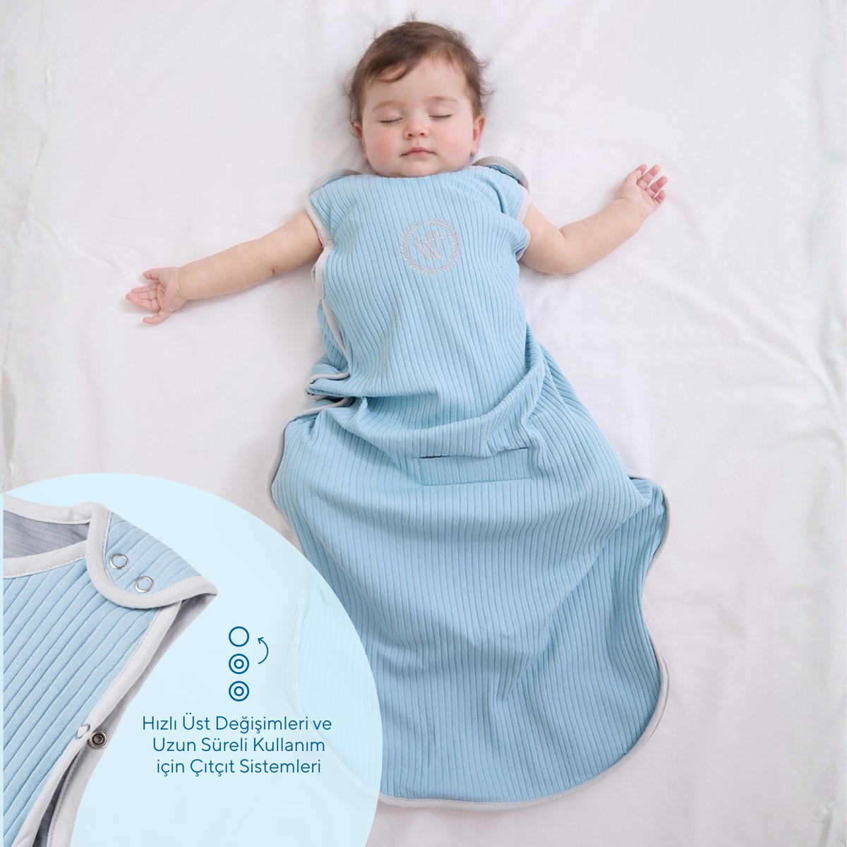 Diawoo Cacoon - 4 Mevsim Bulut Mavisi Merino Uyku Tulumu
