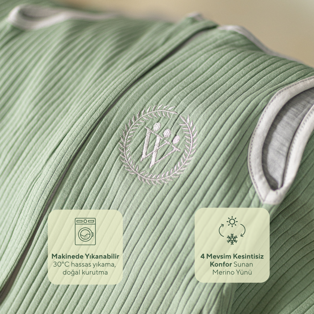 Diawoo Cacoon Walker - 4 Mevsim Zeytin Yeşili Merino Uyku Tulumu