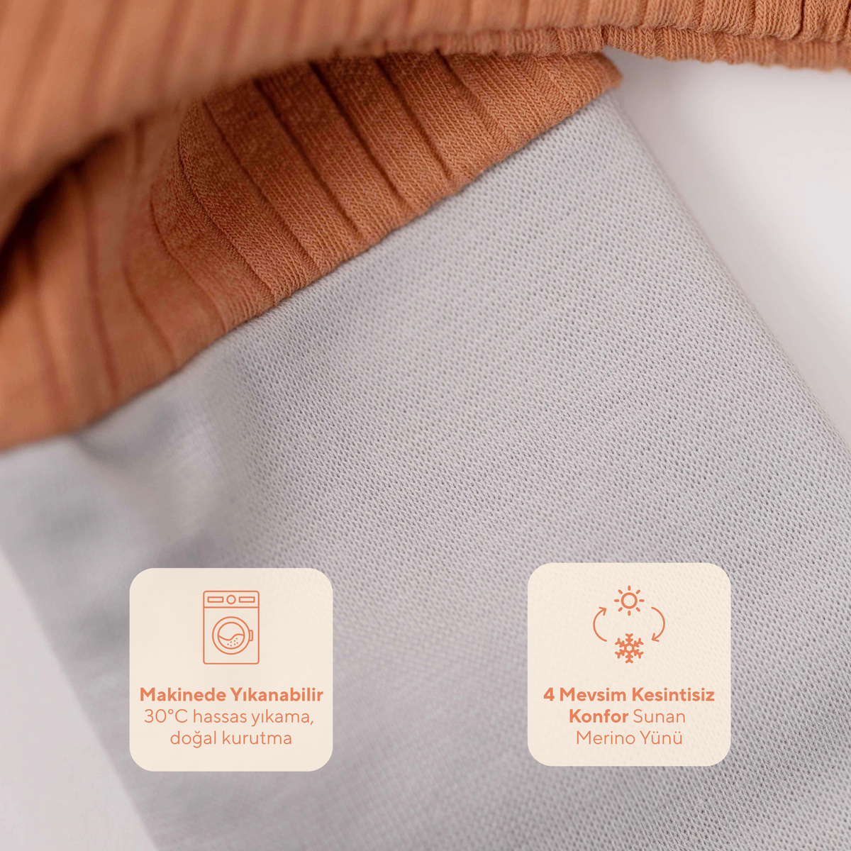 Diawoo Cacoon Walker - 4 Mevsim İpeksi Tarçın Merino Uyku Tulumu