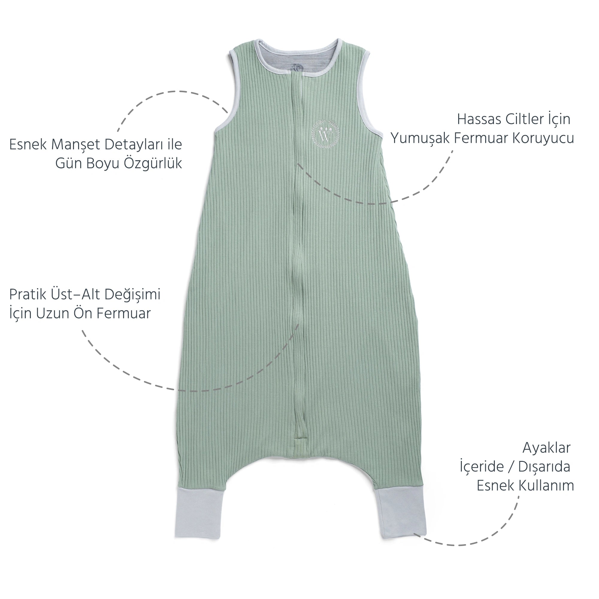 Diawoo Cacoon Walker - 4 Mevsim Zeytin Yeşili Merino Uyku Tulumu