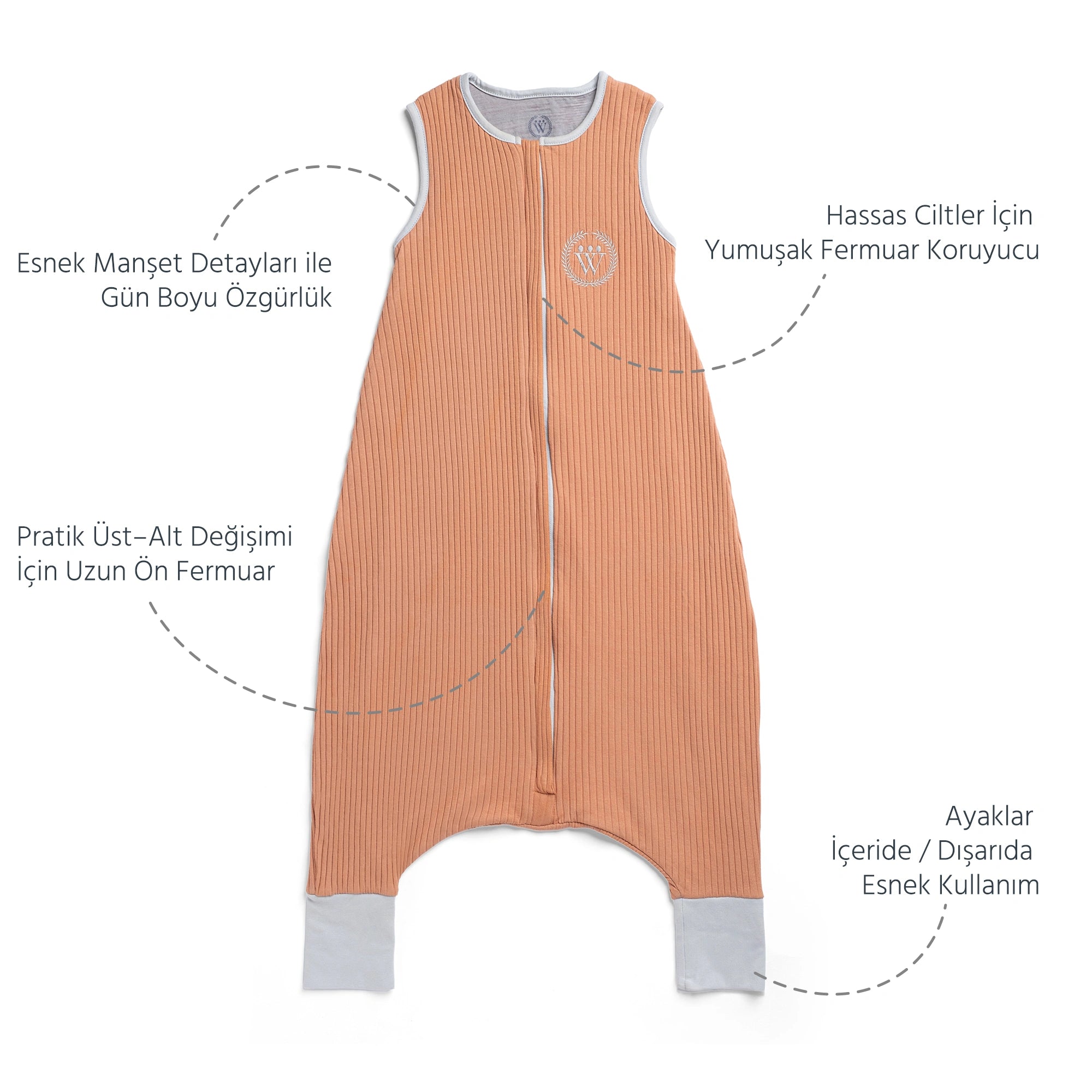 Diawoo Cacoon Walker - 4 Mevsim İpeksi Tarçın Merino Uyku Tulumu