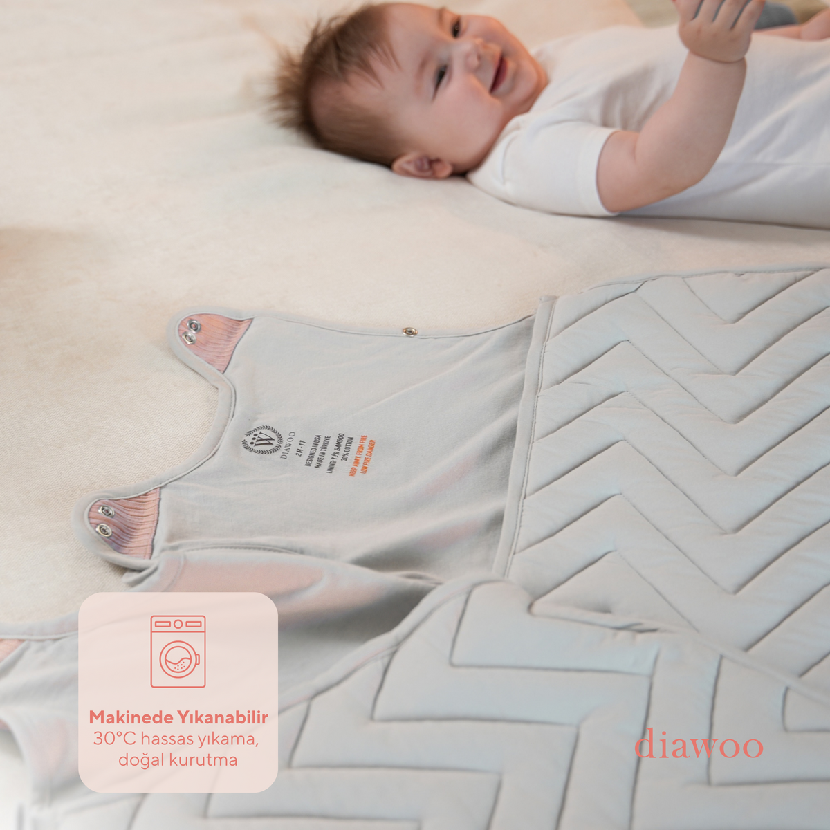 ThermaBloom - 4 Mevsim Pastel Şeftali Multi Tog Bebek Uyku Tulumu