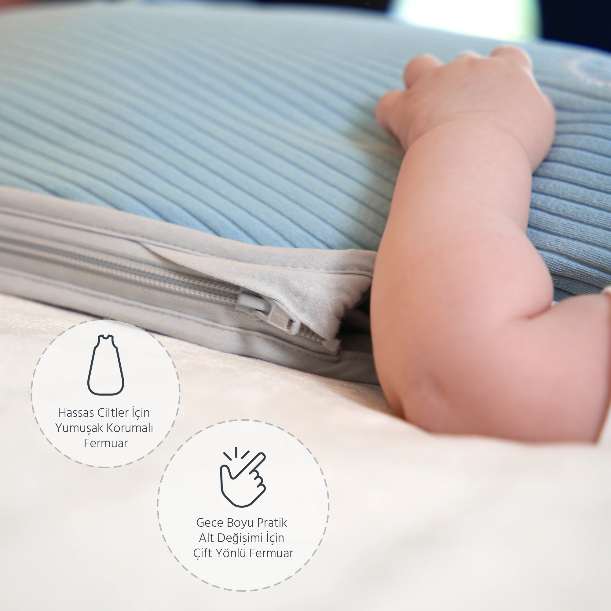 Diawoo Cacoon - 4 Mevsim Bulut Mavisi Merino Uyku Tulumu