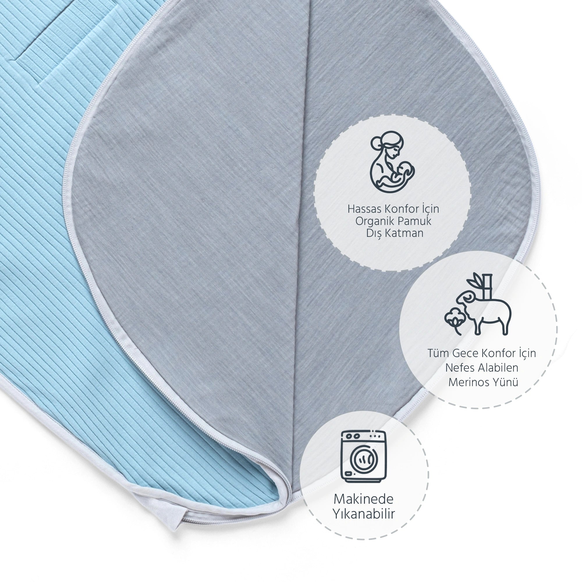 Diawoo Cacoon - 4 Mevsim Bulut Mavisi Merino Uyku Tulumu
