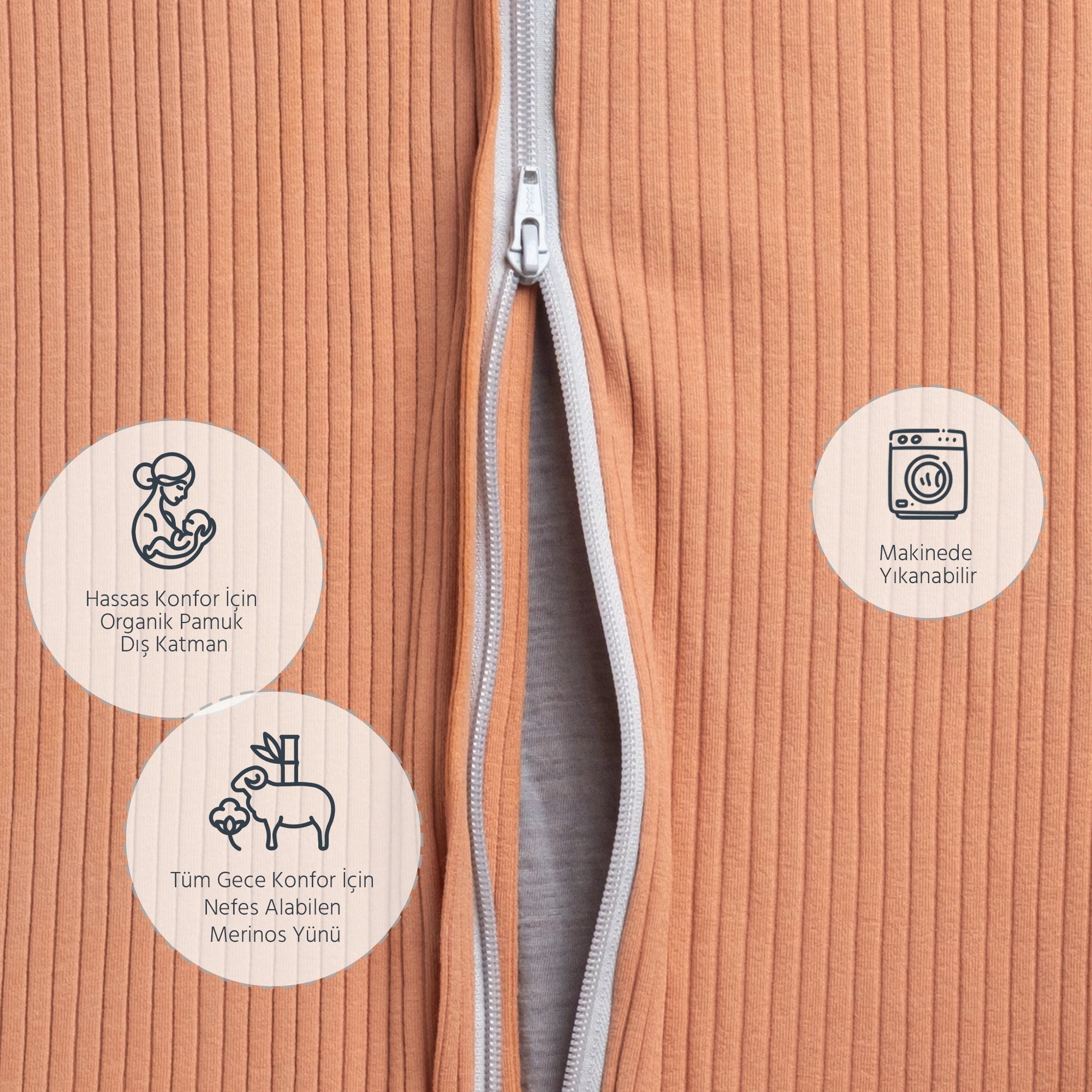 Diawoo Cocoon Walker 4 Mevsim İpeksi Tarçın Merino Uyku Tulumu - 4