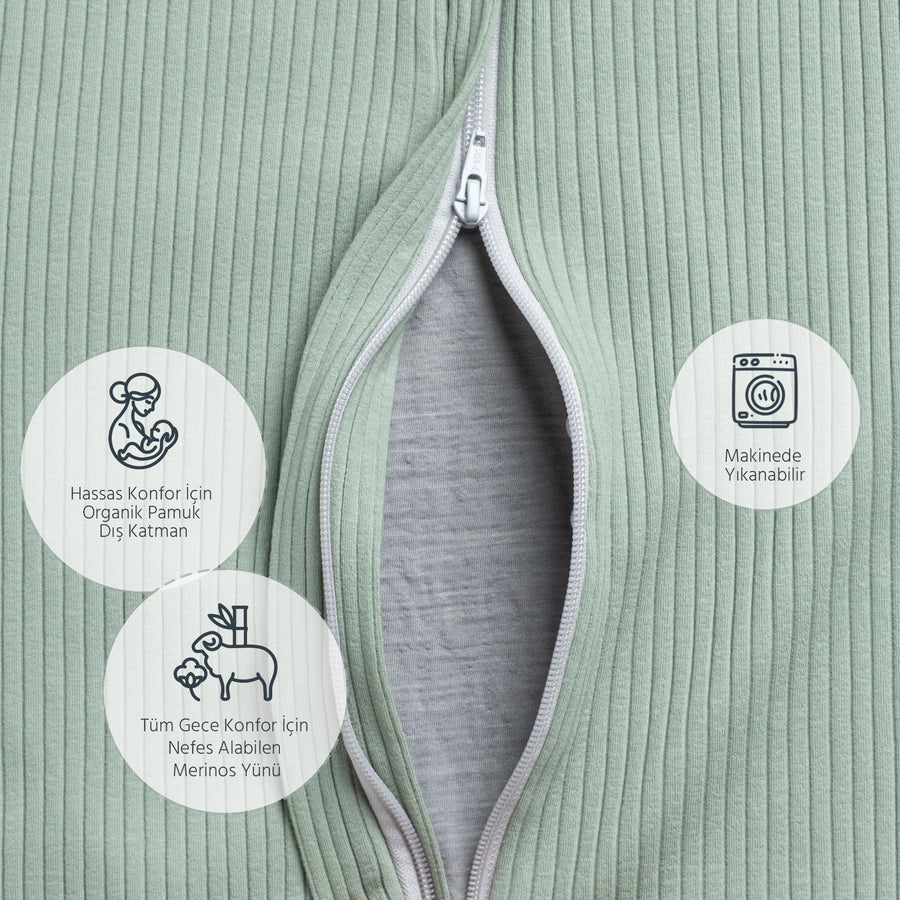 Diawoo Cocoon Walker 4 Mevsim Zeytin Yeşili Merino Uyku Tulumu - 4